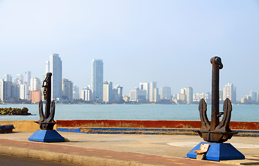 Image showing anchors sculpture Caribbean Sea Cartagena Colombia South America