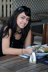 Image showing Young Turkish Girl in the Restaurant