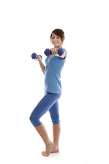 Image showing Beautiful girl with dumbbells