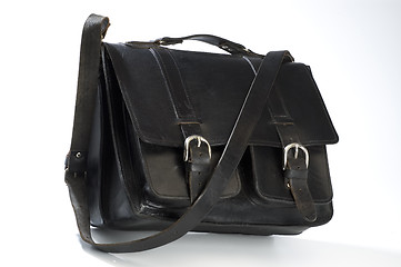 Image showing hand made black leather bag