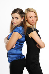 Image showing Two young attractive women standing