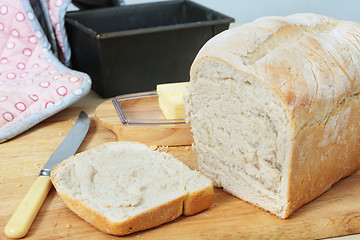 Image showing Fresh baked bread sliced