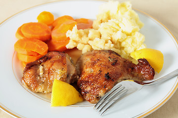 Image showing Grilled chicken potatoes and carrots