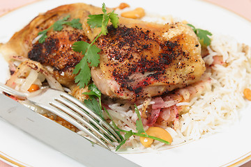 Image showing Sumac chicken and cashew rice meal