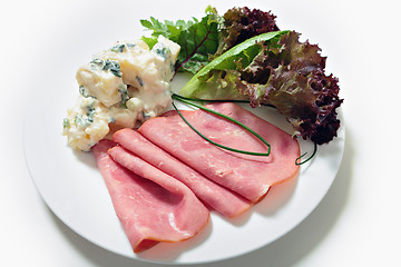 Image showing Sliced smoked beef and salad