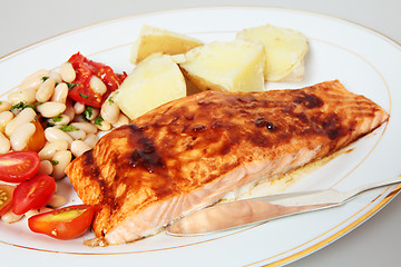 Image showing Balsamic glazed salmon fillet