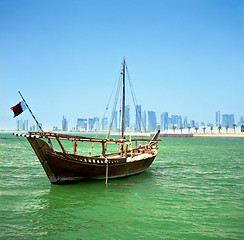 Image showing Dhow and Doha skyline