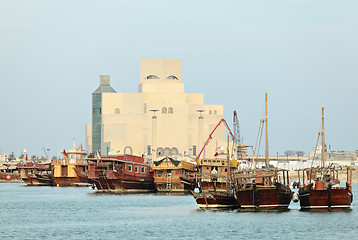 Image showing Qatari dhows on display