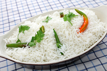 Image showing Basmati rice with cilantro and chillis