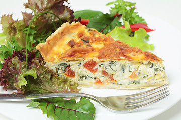 Image showing Quiche with salad horizontal