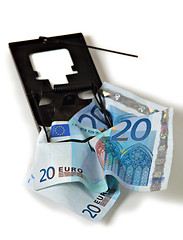 Image showing Euro money financial trap vertical