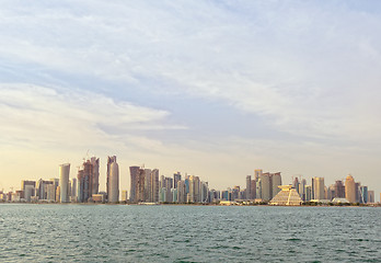 Image showing Doha skyline at sunset