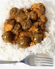 Image showing Mushroom curry with basmati rice