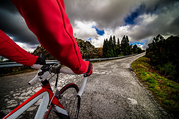 Image showing Cyclist on the road