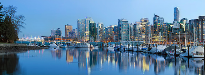 Image showing Vancouver BC City Skyline at Dusk