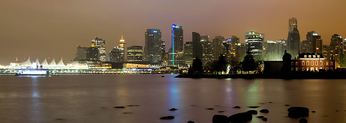 Image showing Vancouver BC City Skyline at Night