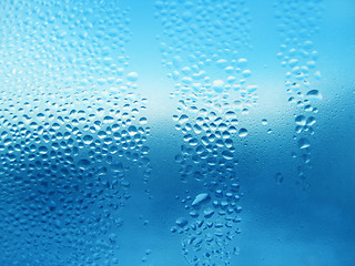 Image showing natural water drops on glass