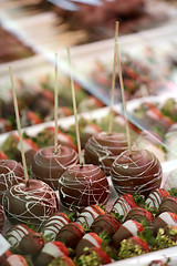 Image showing Decadent chocolate coated fruits