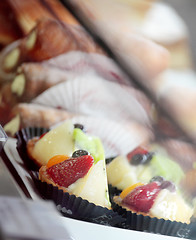 Image showing Delicious pastries in shop window