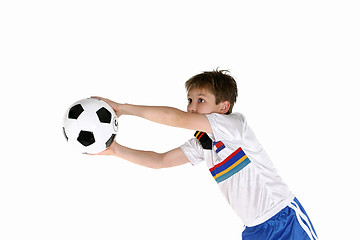 Image showing Child playing soccer