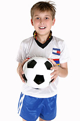 Image showing Happy boy with a soccer ball