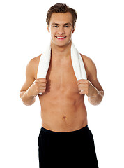 Image showing Sexy muscular man with a towel