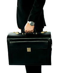 Image showing Closeup shot of man holding briefcase