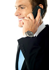 Image showing Cropped image of young businessman talking