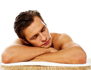 Image showing Handsome man of a sleeping