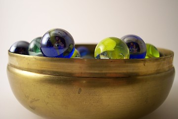 Image showing marbles in silver bowl