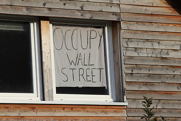 Image showing occupy wall street window sign
