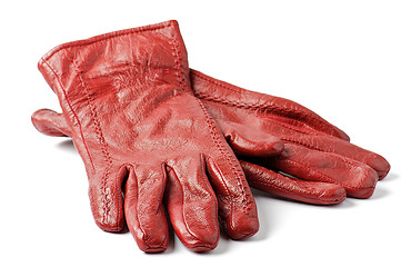 Image showing Women's Red leather gloves