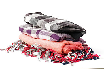 Image showing Stack of scarves