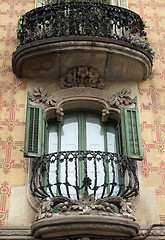 Image showing Heavily decorated balcony, Barcelona, Spain.