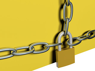 Image showing Chain and lock, 3D 