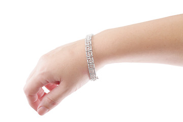 Image showing female hand with jewelry isolated on white background 