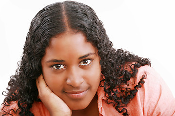 Image showing Isolated portrait of beautiful black teenage girl