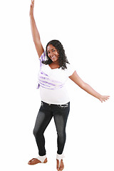 Image showing Portrait of a young beautiful black teenager excited