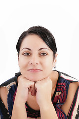 Image showing woman looking at camera over white background