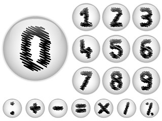 Image showing Alphabet Scribble Numbers in shiny White Buttons