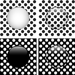 Image showing Set of Four Glass Circle Black and White Dots