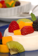 Image showing Coconut Panna Cotta with tropical fruit