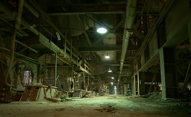 Image showing old creepy dark decaying dirty factory