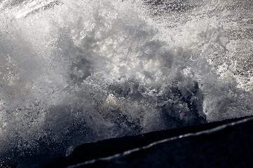 Image showing Tidal wave on concrete block