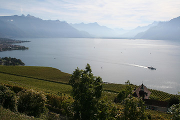 Image showing Farm next to the lake