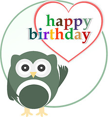 Image showing vector happy birthday party card with cute owl