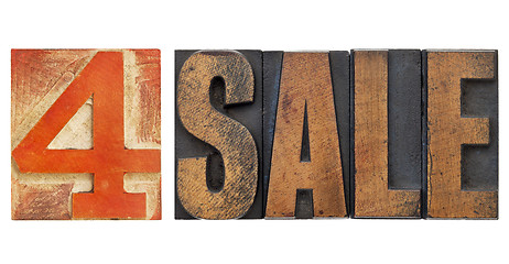 Image showing for sale sign in letterpress type