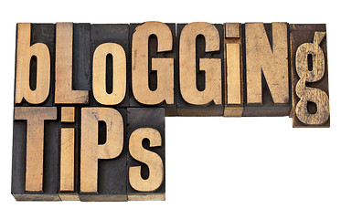 Image showing blogging tips in letterpress type