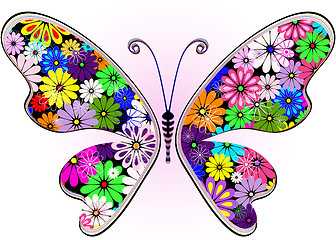 Image showing Vivid fantasy floral butterfly