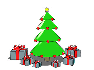 Image showing Christmas tree & presents